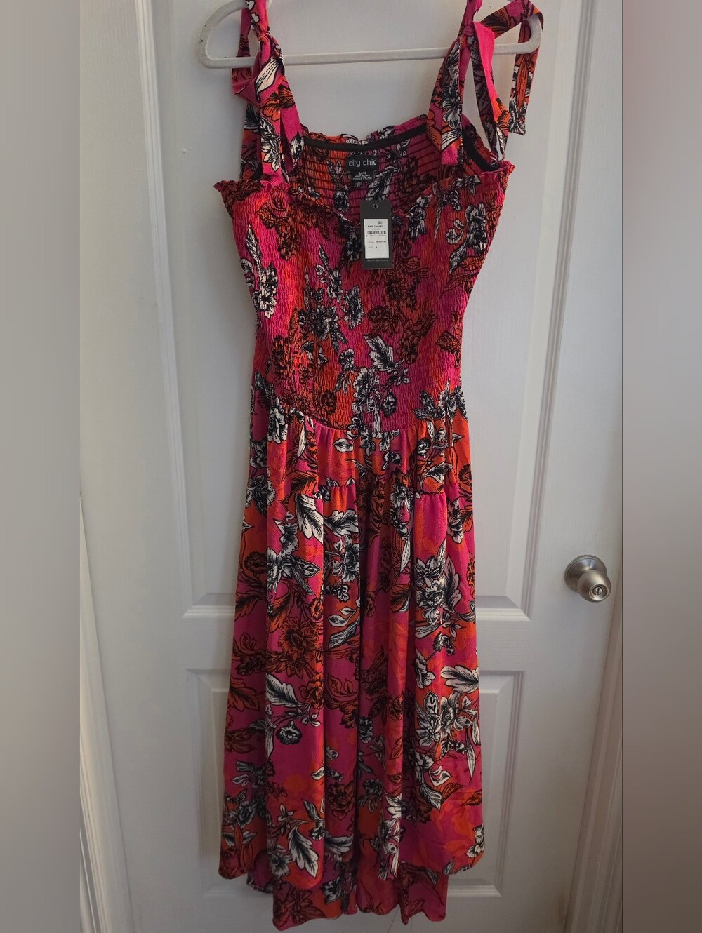 City Chic Pink & Orange Floral Maxi Dress